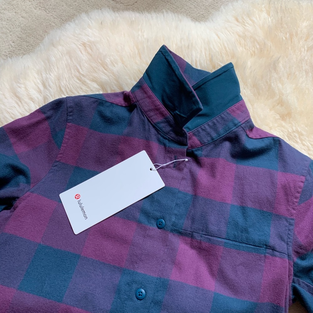 NWT Lululemon Fall Winter Plaid Flannel Button Down Shirt Top - Picture 8 of 8
